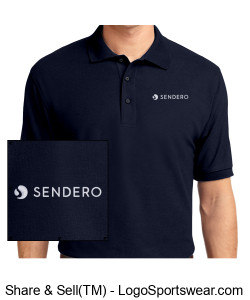 Embroidered Port Authority Men's Silk Touch Polo - Standard Logo, Navy Design Zoom